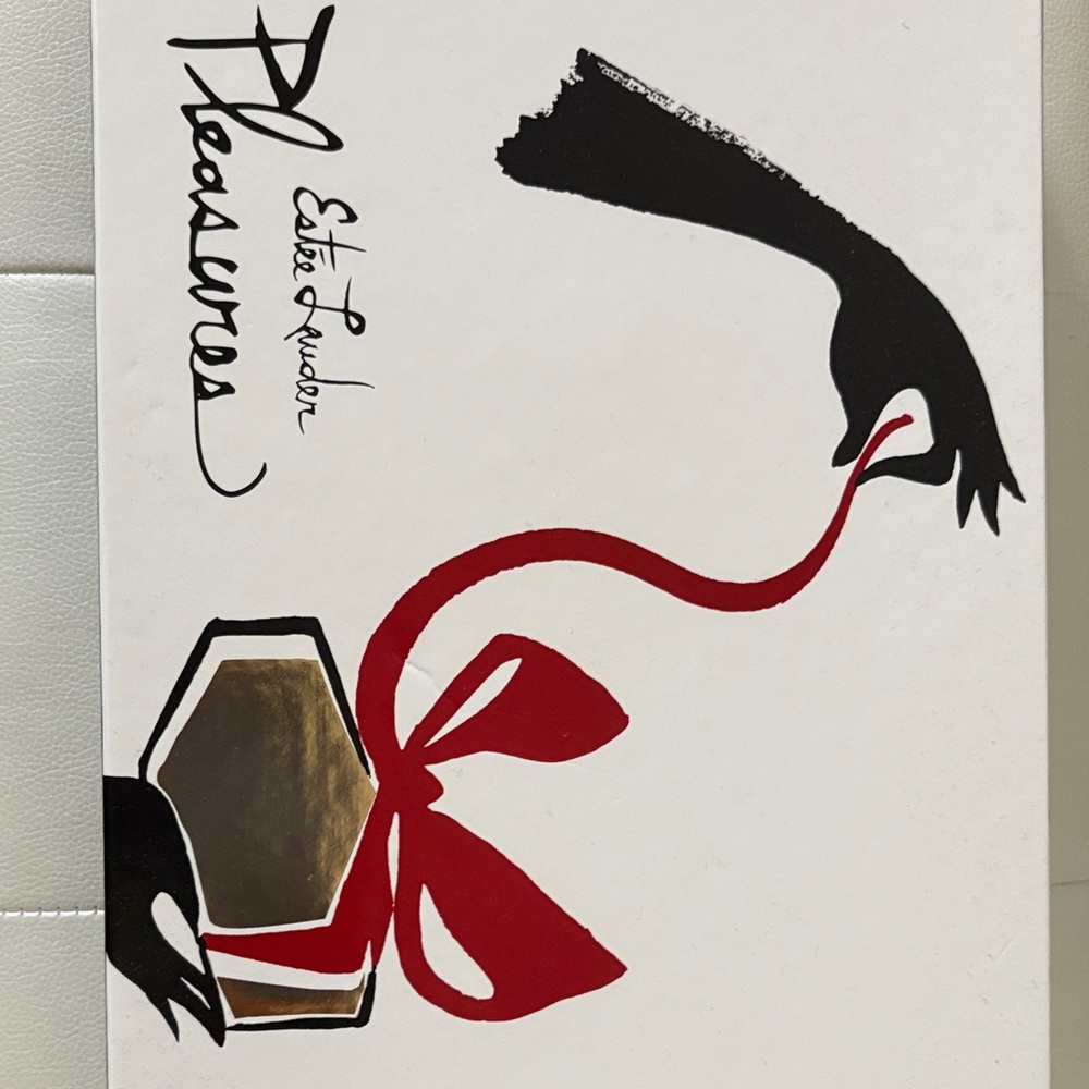 Estee Lauder Pleasures Artistic Gift Box with Red and Gold Accents